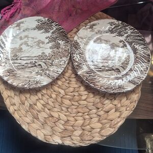 2 Vintage Plates "Country Days" pattern by Ridgway Staffordshire